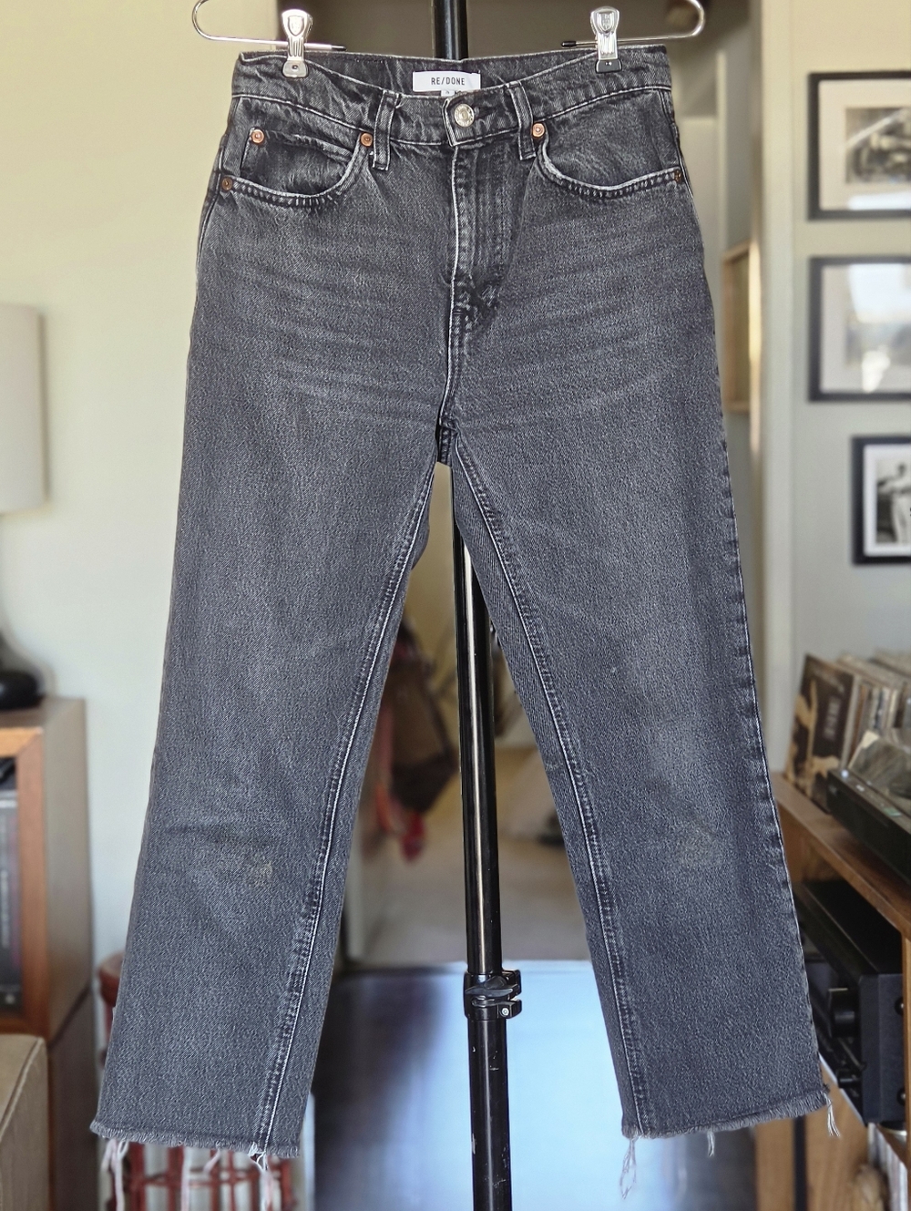 RE/DONE 70s Straight Leg Jeans in Broken In Black